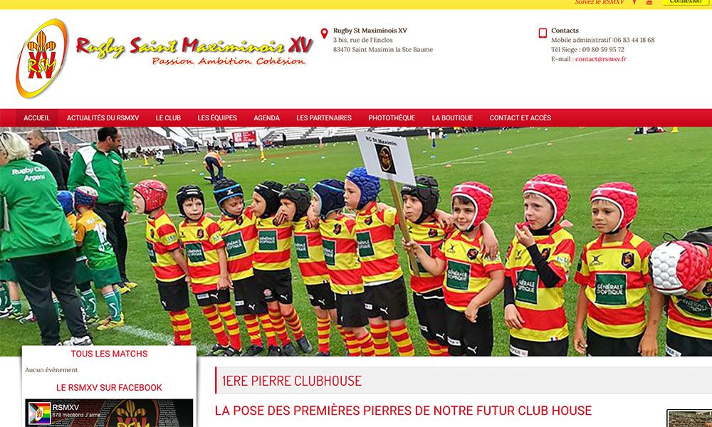 Création de site Internet à Saint maximin: Rugby saint maximinois xv, école de rugby du var, pôle jeunes et loisirs, boutique
